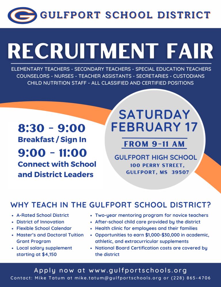 Gulfport School District Recruitment Fair set for Feb. 17